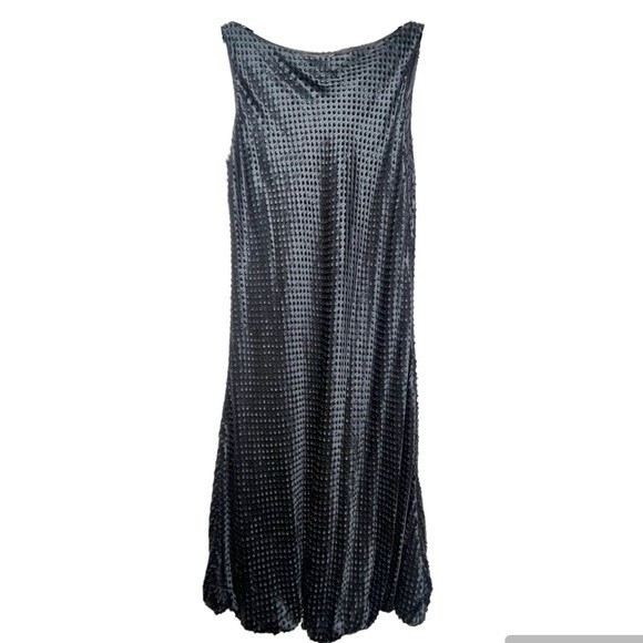 Maria Pinto Bubble Hem Boatneck Midi Black Dress 10 - Picture 1 of 12